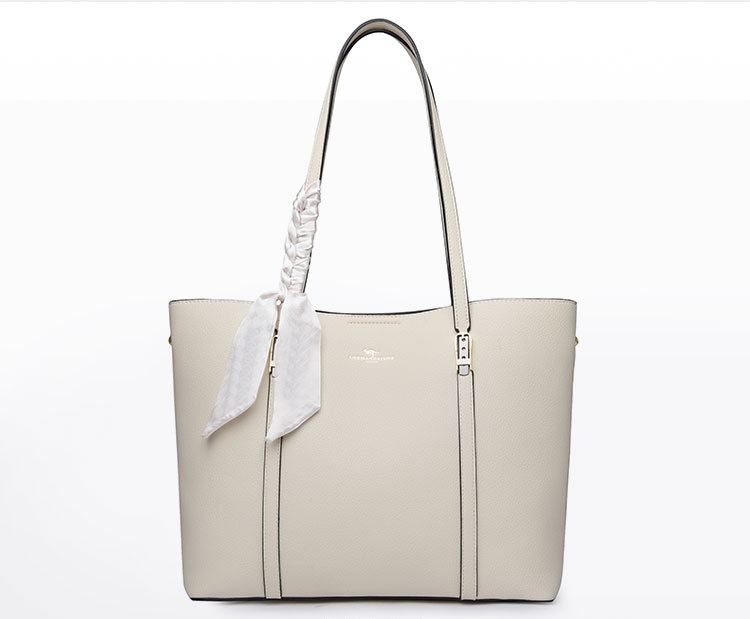 Fashion Shoulder Bag for Ladies Faux Leather Tote Handbag with Decorative Scarf